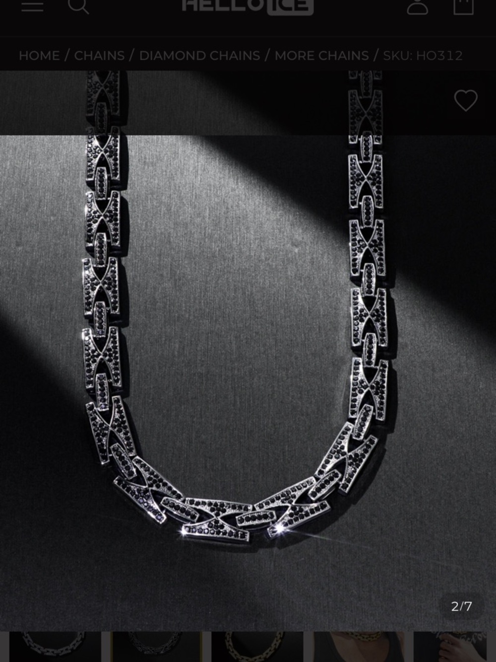 Hello Ice Black Razor Link 13mm Chain Men’s Necklace 20” length